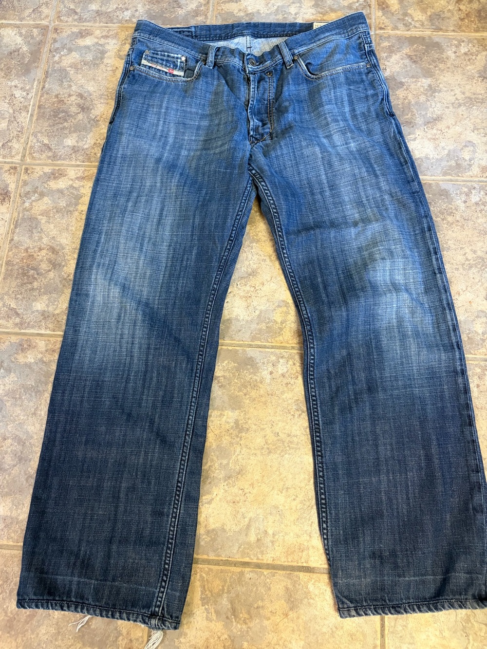 VTG Diesel Industry Y2K QURATT Blue Men's Straight-Leg Jeans 36x34 button fly